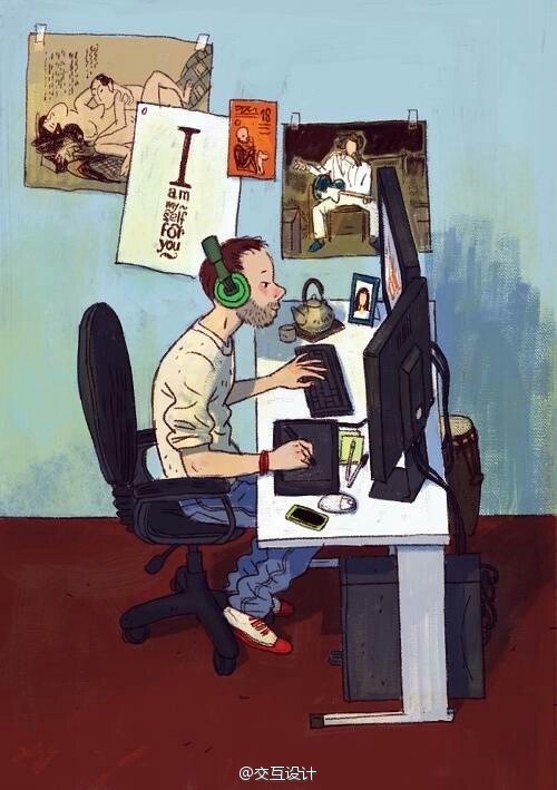 工作中的平面设计师